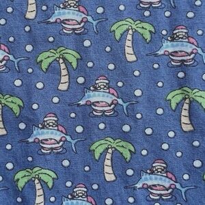 Vineyard Vines Nautical Santa Shark & Palm Print Blue 100% Cotton Mens XL NWOT